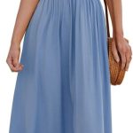 Women Casual Dress Beach Sleeveless V Neck Summer Cutout Spaghetti Straps Formal Maxi Sun Dresses