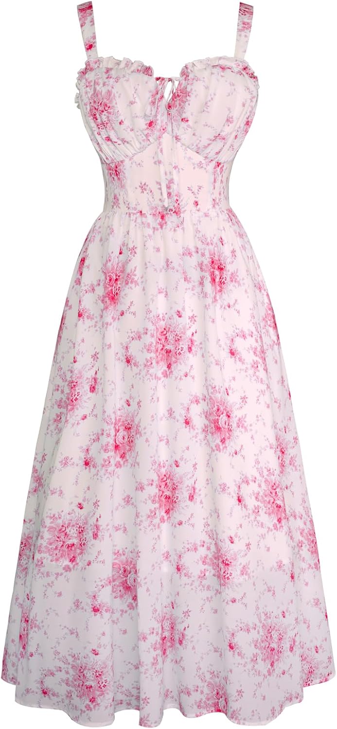 6187LyZgJ3L._AC_SL1500_.jpg Summer Dresses for Women 2026 Floral Corset Dress Long Milkmaid Dress with Pocket - Image 1