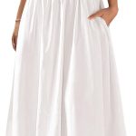 Women Smocked Maxi Dresses  Summer Beach Sundress Casual Spaghetti Strap Swing A Line Long Flowy Dress