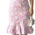 Women's Puff Sleeve Ruffle Dress Elegant Jacquard Crew Neck Bodycon Going Out Dresses