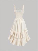 Women Layered Ruffle Hem Dress Sleeveless Ruched Asymmetrical Long Party Dresses - Image 2