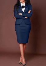 Women 2 Piece Suit Skirt Set Business Office Work Outfit Blazer Jackets Midi Pencil Skirt Suits Plus Size - Image 2