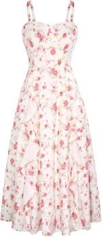 Sun Dresses for Women  Boho Midi Dresses Casual Spaghetti Ruffle Dress Wedding Guest Dresses for Women
