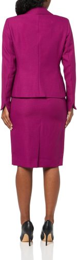 Women Three Button Blazer & Skirt, 2pc Set - Image 2