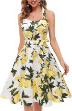 Women'sVintage Polka Audrey Dress 1950s Halter Retro Cocktail Dress - Image 2