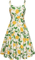 2026 Summer Dress for Women Spaghetti Strap Flowy Midi Beach Sundress Vintage Wedding Guest Cocktail Dress