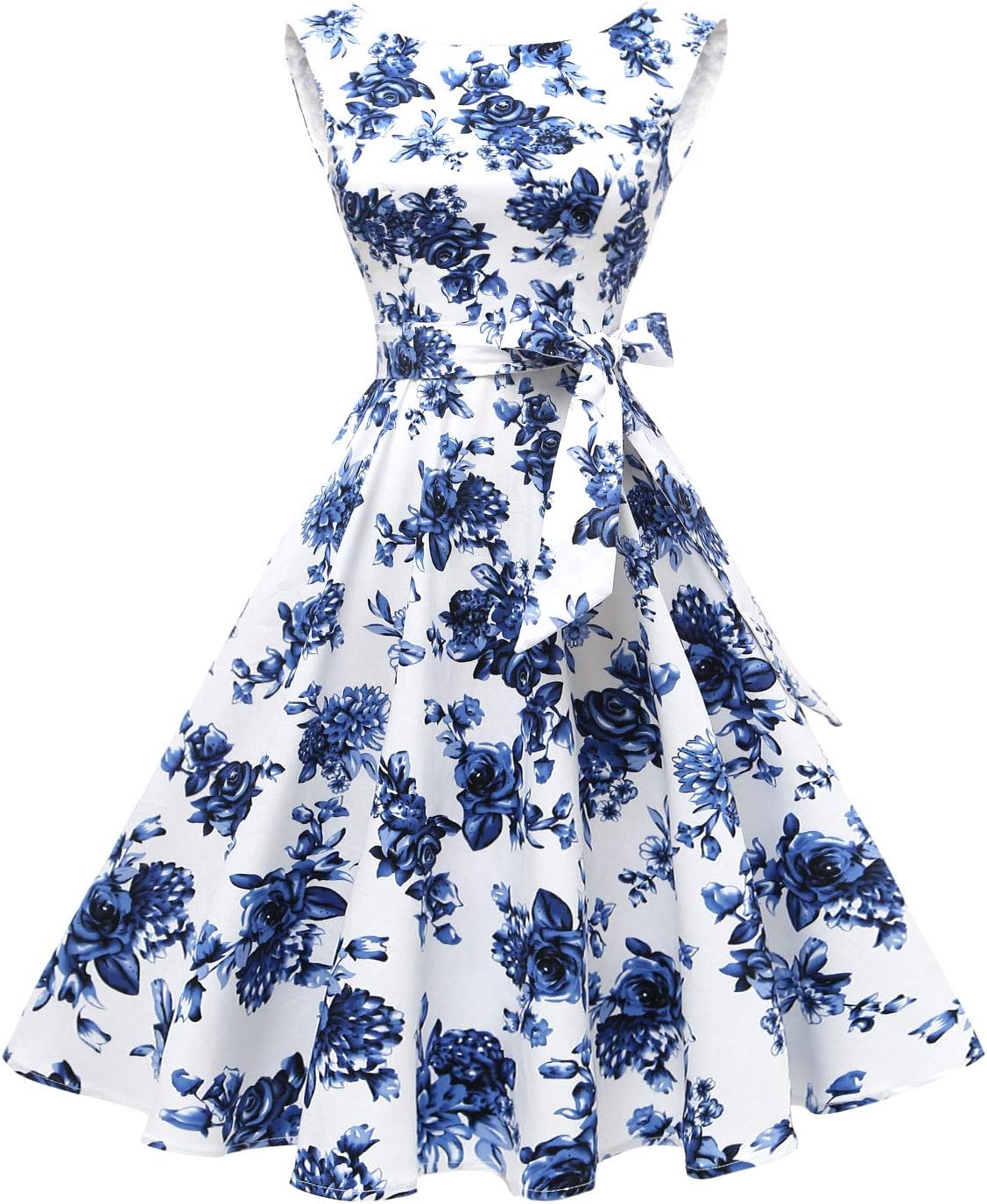 71RafIwpQ7L._AC_SL1500_.jpg Women's Boatneck Sleeveless Swing Vintage 1950s Cocktail Dress New - Image 1