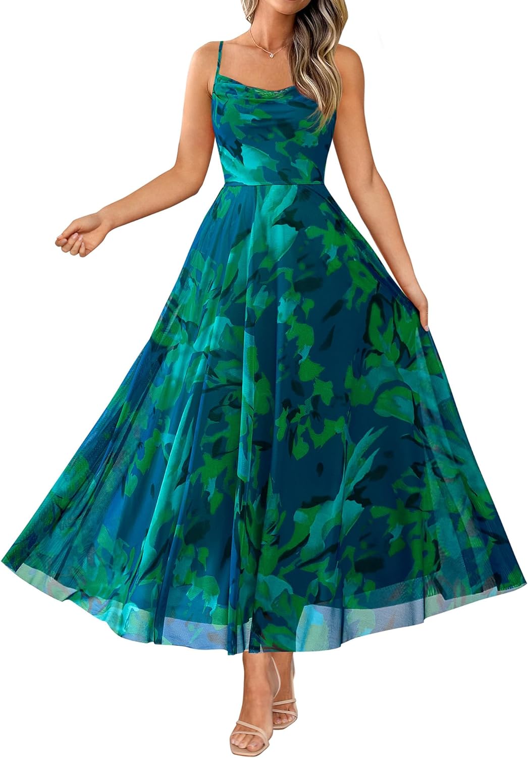 71gem062CHL._AC_SL1500_.jpg Women Summer Floral Maxi Dresses Elegant Spaghetti Strap Dress Printed Party Dress Beach Long Dresses - Image 1
