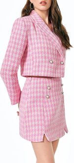 Women Cropped Tweed Blazer Sets 2 Piece Outfits and Mini Skirt Sets Business Casual Suits - Image 2