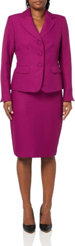Women Three Button Blazer & Skirt, 2pc Set