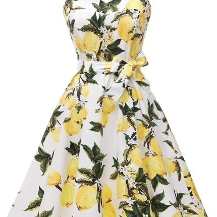 Women'sVintage Polka Audrey Dress 1950s Halter Retro Cocktail Dress
