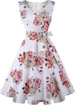 Women's 50s 60s Vintage Sleeveless Cocktail Party Dress with Pockets