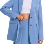 Women 2 Piece Skirt Sets Business Casual Blazer Suit Mini Pleated Skorts Button Jackets Matching Outfits