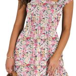 Women Summer Casual Sleeveless Square Neck Dress  Smocked Ruffle Backless Boho Beach Cute Teen Short Sundress