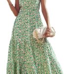Women Summer Floral One Shoulder Maxi Dress Knot Ruffle Boho Beach Vacation Wedding Guest Long Dresses