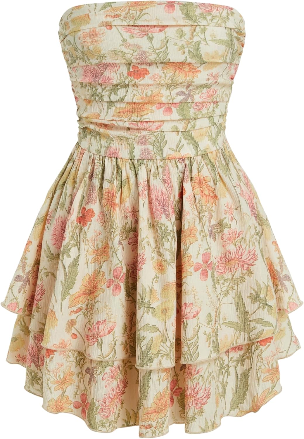 81akJbUiJIL._AC_SL1500_.jpg Women Summer Cocktail Dress - Tube Ruched Ruffle Mini Dress - Image 1